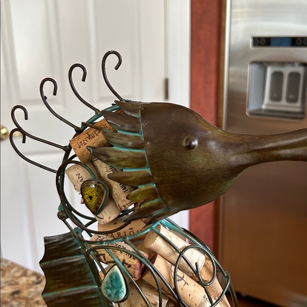 Decorative Seahorse Cork Holder - Green Bronze Finish - Picture 3 of 5
